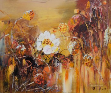 By Palette Knife Painting - lotus 4 by knife
